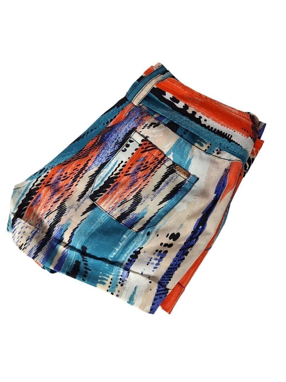 Guess Women's Multicolor Abstract Belted Shorts Size 25